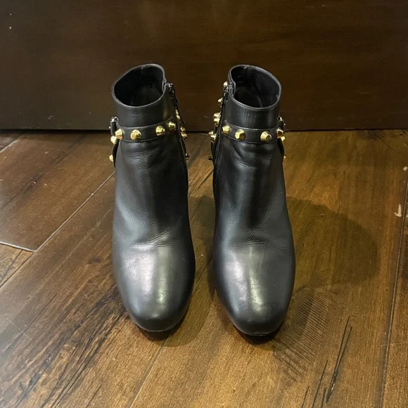 Balenciaga Black Ankle Boots with Gold Accents - Picture 3 of 5